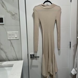 Express fitted high low side dress